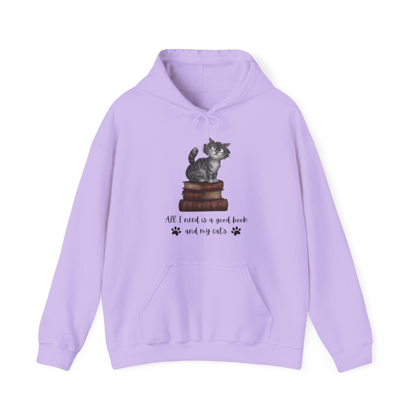 'All I need is a good book and my cats' TJMZ design Hooded Sweatshirt