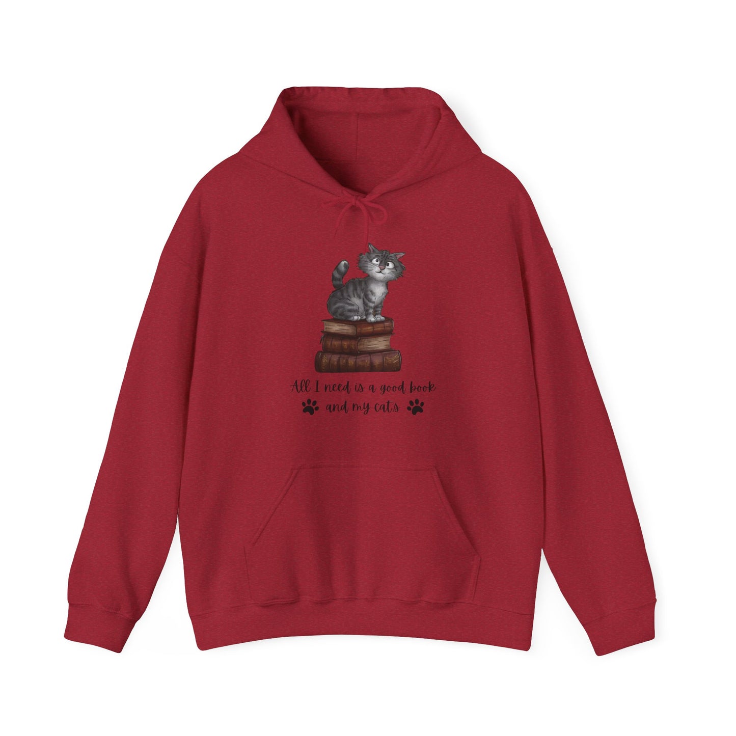 'All I need is a good book and my cats' TJMZ design Hooded Sweatshirt