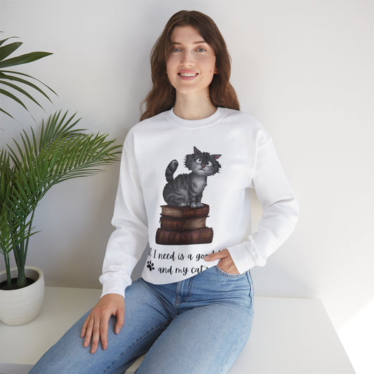 Unisex 'All I need is a good book and my cats' Sweatshirt